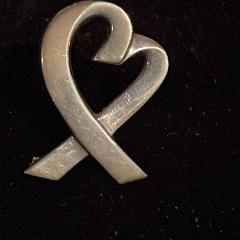 Tiffany & Co Estate Heart Brooch Pin Silver TIF357